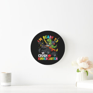 Ich bin bereit, den ersten Tag im Kindergarten zu Runde Wanduhr