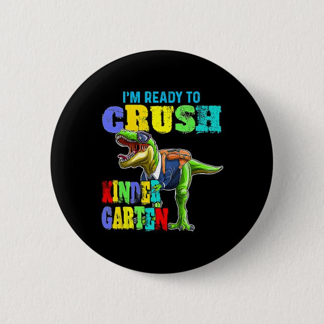 Ich bin bereit, den Kindergarten-Dinosaurier Byck  Button (Vorderseite)