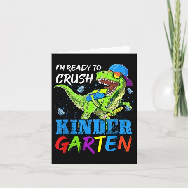 Ich bin bereit, den Kindergarten Dinosaurier-Kinde Karte (Vorderseite)