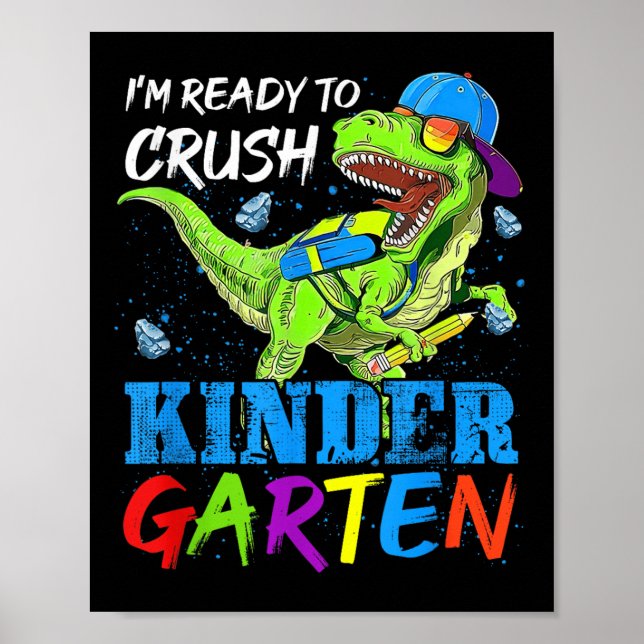 Ich bin bereit, den Kindergarten Dinosaurier-Kinde Poster (Vorne)