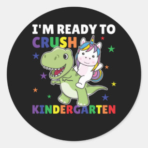 Ich bin bereit, den Kindergarten Dinosaurier Unico Runder Aufkleber