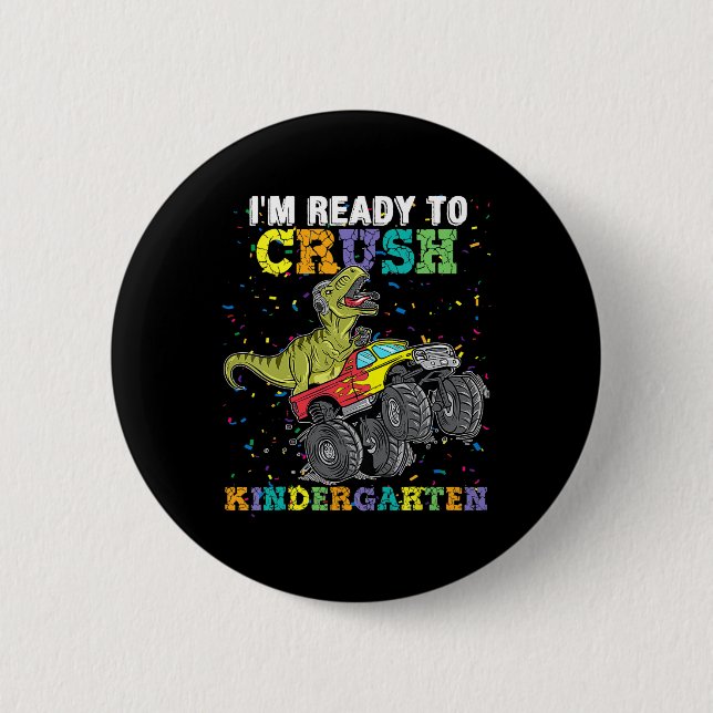 Ich bin bereit, den Kindergarten-Monster-Truck-Din Button (Vorderseite)
