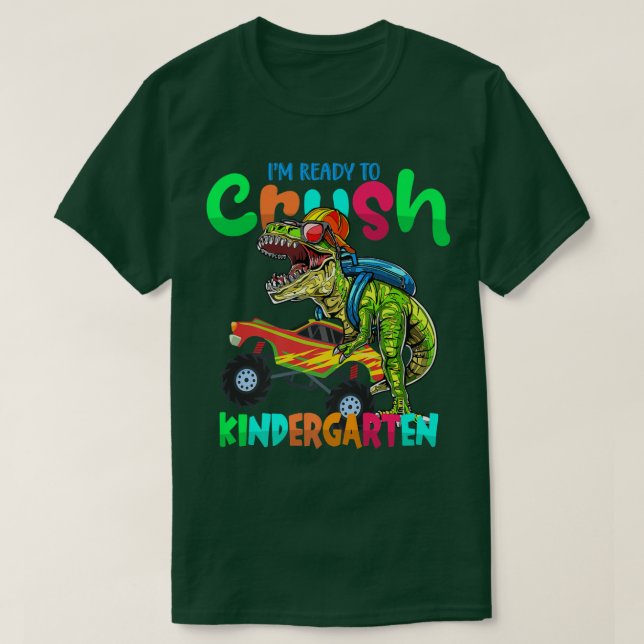 Ich bin bereit, den Kindergarten Truck Dinosaurier T-Shirt (Design vorne)