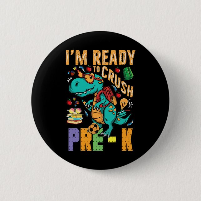 Ich bin bereit, den Vorschul-Monstertruck Dino Ck  Button (Vorderseite)