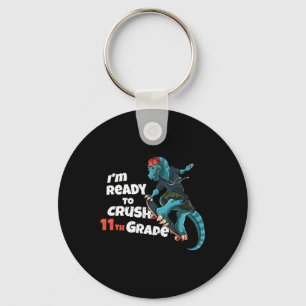 Ich bin bereit, die 11. Klasse Dinosaurier Skatebo Schlüsselanhänger