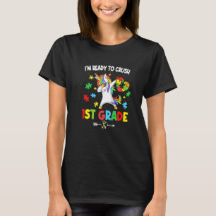 Ich bin bereit, die 1. Klasse Einhorn-Autismus-Bew T-Shirt
