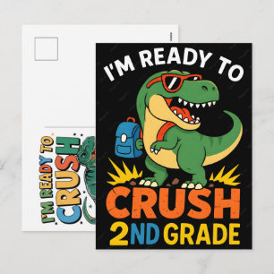 Ich bin bereit, die 2. Klasse Dinosaurier zurück z Feiertagspostkarte