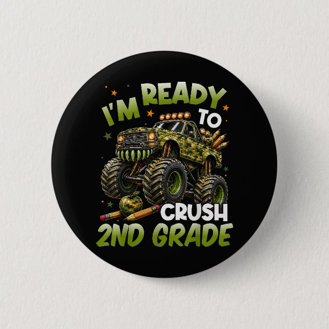 Ich bin bereit, die 2. Klasse Monstertruck zu zerq Button (Vorderseite)