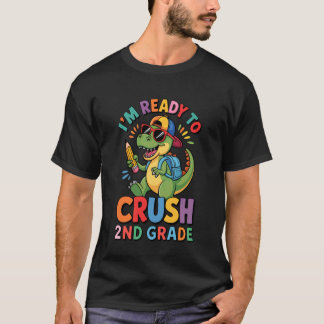 Ich bin bereit, die 2. Klasse T-Rex-Dinosaurier-Rü T-Shirt