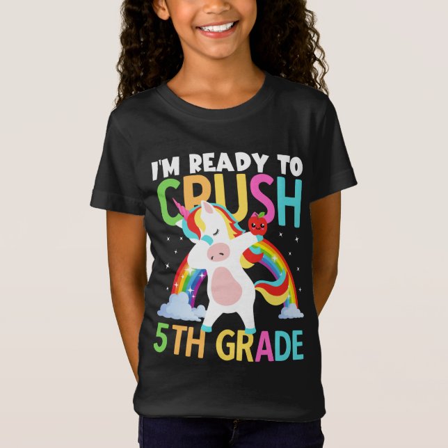 Ich bin bereit, die 5. Klasse der Einhorn-Back-Sch T-Shirt (Vorderseite)