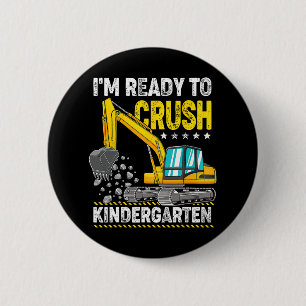 Ich bin bereit, die Baustellenfahrzeuge im Kinderg Button