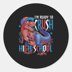 Ich bin bereit, die Dinosaurier der High School wi Runder Aufkleber