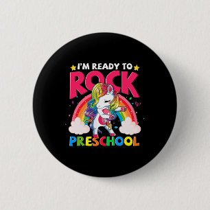 Ich bin bereit, die Einhornmädchen in der Vorschul Button