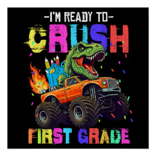Ich bin bereit, die erste Klasse Dinosaurier-LKW z Poster