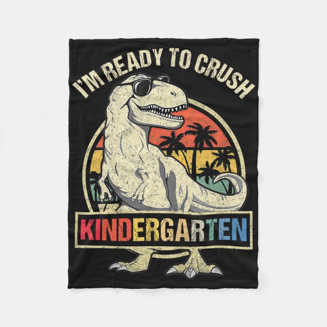 Ich bin bereit, die Kindergarten-Dinosaurier-Jungs Fleecedecke (Vorderseite)