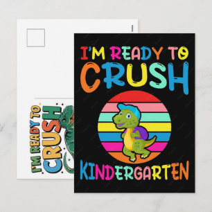 Ich bin bereit, die Kitaschule für Dinosaurier zu  Feiertagspostkarte