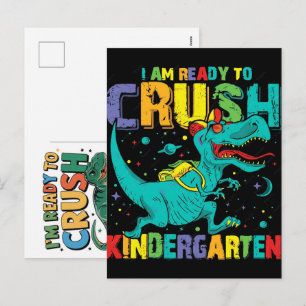 Ich bin bereit, die Kitaschule für Dinosaurier zu  Feiertagspostkarte