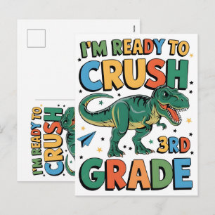 Ich bin bereit, die Kitaschule für Dinosaurier zu  Feiertagspostkarte