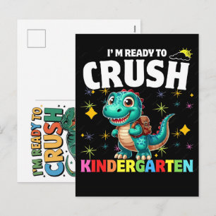 Ich bin bereit, die Kitaschule für Dinosaurier zu Feiertagspostkarte