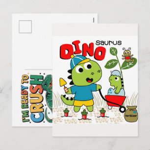 Ich bin bereit, die Kitaschule für Dinosaurier zu  Feiertagspostkarte