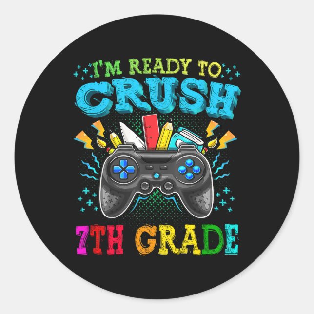 Ich bin bereit, die siebte Stufe wieder zurück zum Runder Aufkleber (Vorderseite)