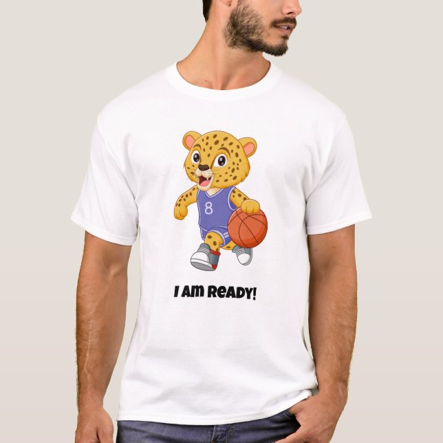 Ich bin bereit! Funny Cat/Basketball T-Shirt (Vorderseite)