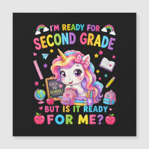 Ich bin bereit für das zweite Schuljahr Einhorn er Magnetkarte