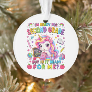 Ich bin bereit für das zweite Schuljahr Einhorn er Ornament