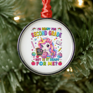 Ich bin bereit für das zweite Schuljahr Einhorn er Ornament Aus Metall