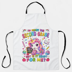 Ich bin bereit für das zweite Schuljahr Einhorn er Schürze