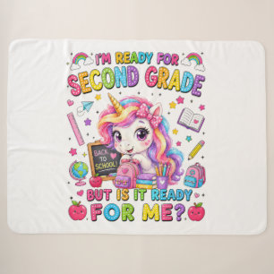 Ich bin bereit für das zweite Schuljahr Einhorn er Sherpadecke