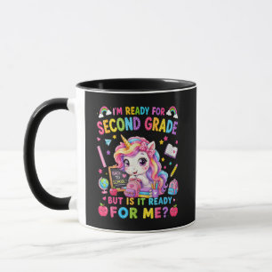 Ich bin bereit für das zweite Schuljahr Einhorn er Tasse