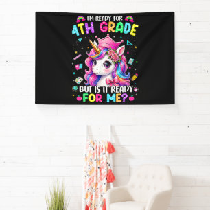 Ich bin bereit für die 4. Klasse Einhorn Erster Sc Banner