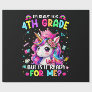 Ich bin bereit für die 4. Klasse Einhorn Erster Sc Geschenkpapier