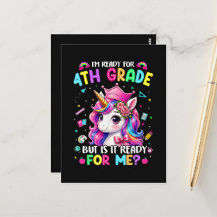 Ich bin bereit für die 4. Klasse Einhorn Erster Sc Postkarte