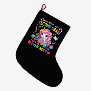 Ich bin bereit für die zweite Klasse Einhorn Erste Großer Weihnachtsstrumpf