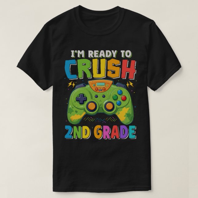 Ich bin bereit, Gamer der zweiten Klasse wieder in T-Shirt (Design vorne)