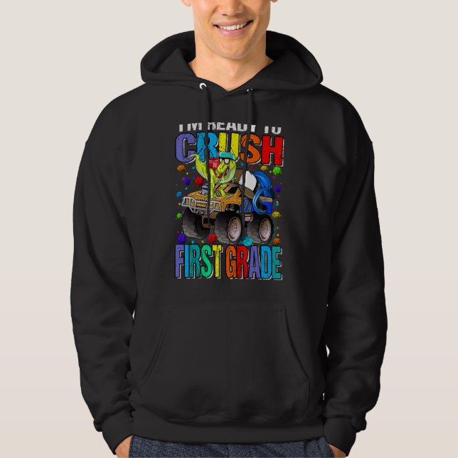 Ich bin bereit, Monster erster Klasse Truck Dinos  Hoodie (Vorderseite)