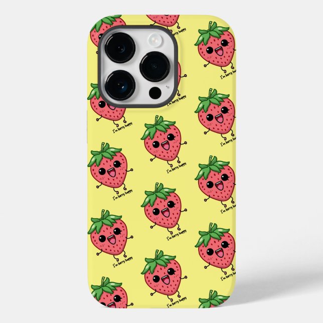 Ich bin Berry Happy niedliche Kawaii Erdbeeren Spr Case-Mate iPhone Hülle (Rückseite)