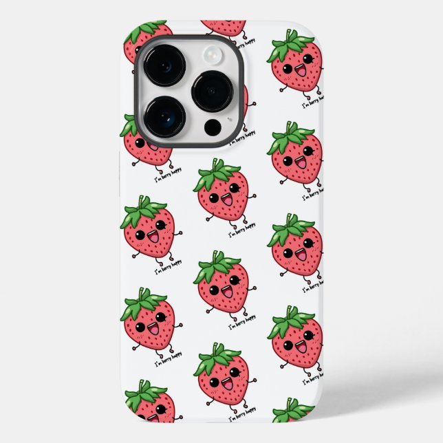 Ich bin Berry Happy niedliche Kawaii Erdbeeren Spr Case-Mate iPhone Hülle (Rückseite)