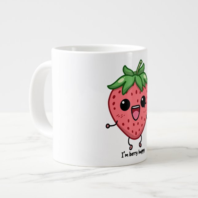 Ich bin Berry Happy niedliche Kawaii Erdbeeren Spr Jumbo-Tasse (Vorderseite Links)