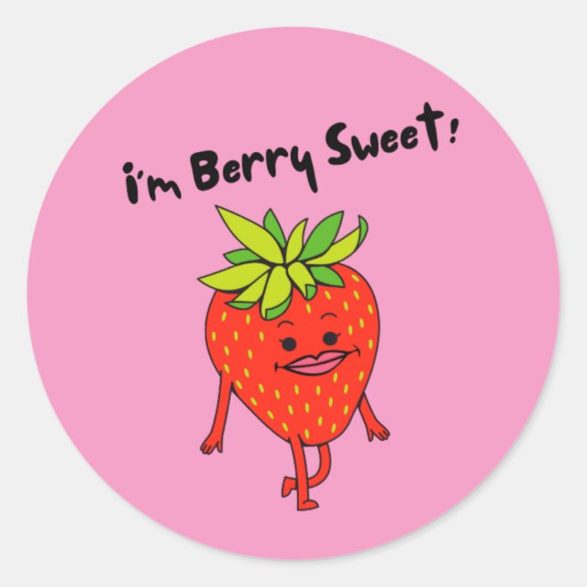 Ich bin Berry Sweet! - Funny Fruit Pun Runder Aufkleber (Vorderseite)