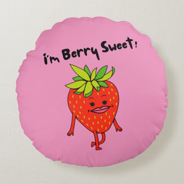 Ich bin Berry Sweet! - Funny Fruit Pun Rundes Kissen (Vorderseite)