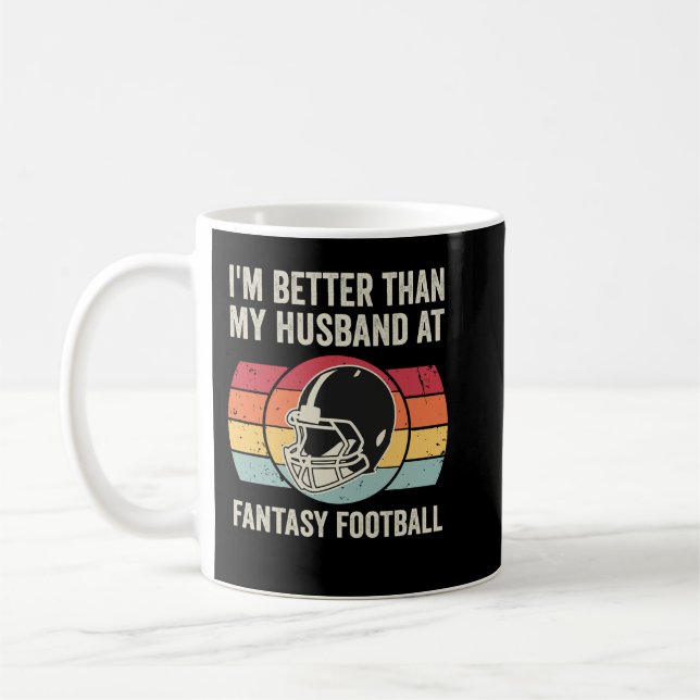 Ich bin besser als mein Mann bei Fantasy Football Kaffeetasse (Links)