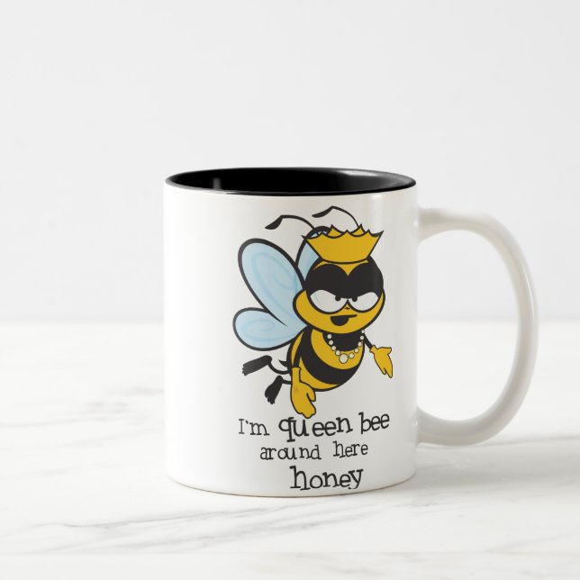 Ich bin Bienenkönigin um hier Honig Zweifarbige Tasse (Rechts)