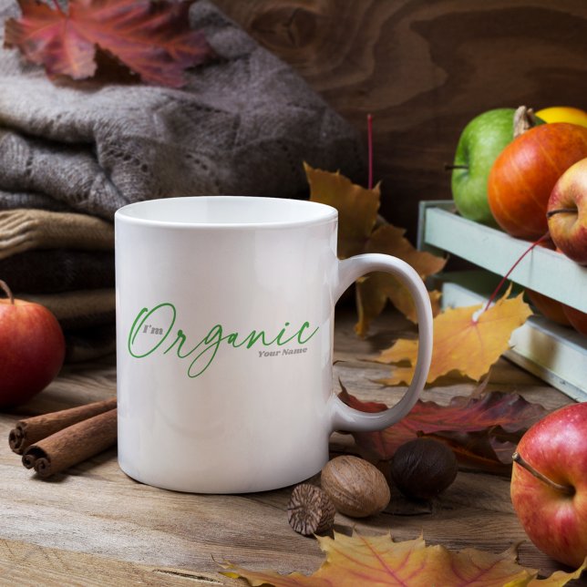 Ich bin Bio | Minimaler handgeschriebener Text-Scr Kaffeetasse (Von Creator hochgeladen)