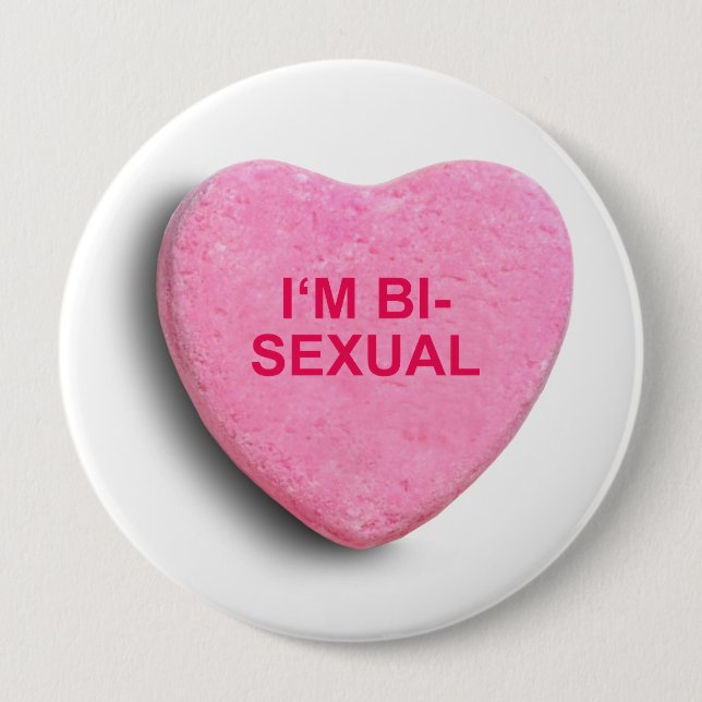 Ich bin BISEXUELLES SÜSSIGKEITS-HERZ Button (Vorderseite)