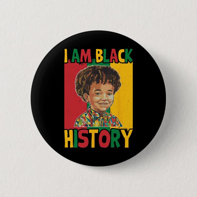 Ich bin Black History Boy Afrikanischer Amerikaner Button (Vorderseite)