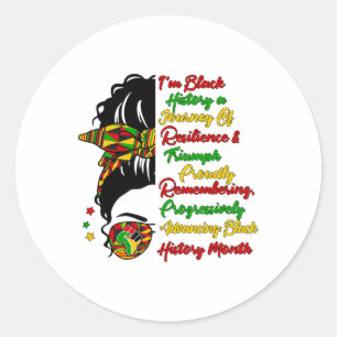 Ich bin Black History Messy Bun Black Queen Afro G Runder Aufkleber
