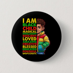 Ich bin Black History Month T-Shirt Kinder Jungen Button